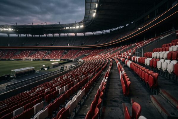 Leeg voetbalstadion, sfeerbeeld bij de selectie van AZ