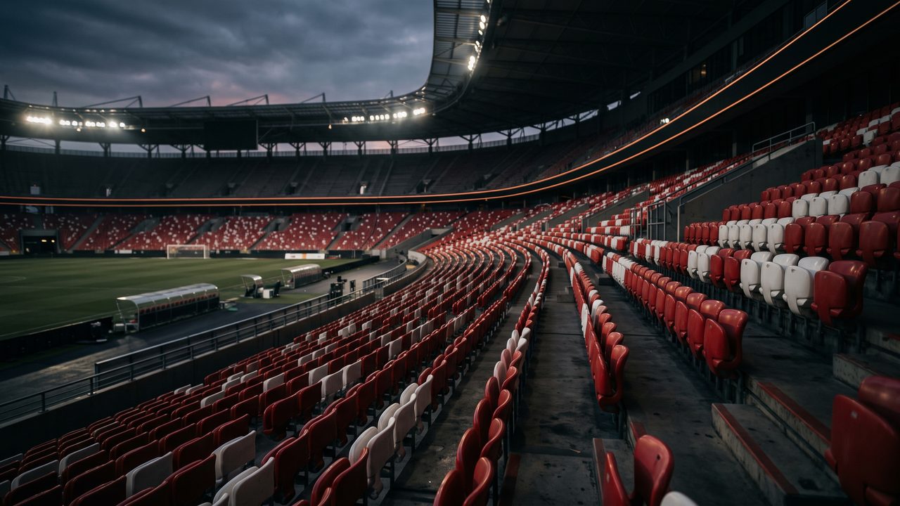 Leeg voetbalstadion, sfeerbeeld bij de selectie van AZ